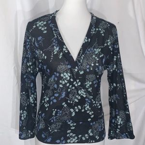 New York & Company Floral wrap top size Medium